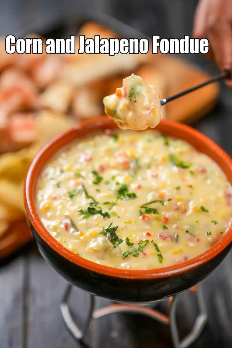 Corn And Jalapeno Fondue Recipe (Cheesy Corn Indian Fondue)