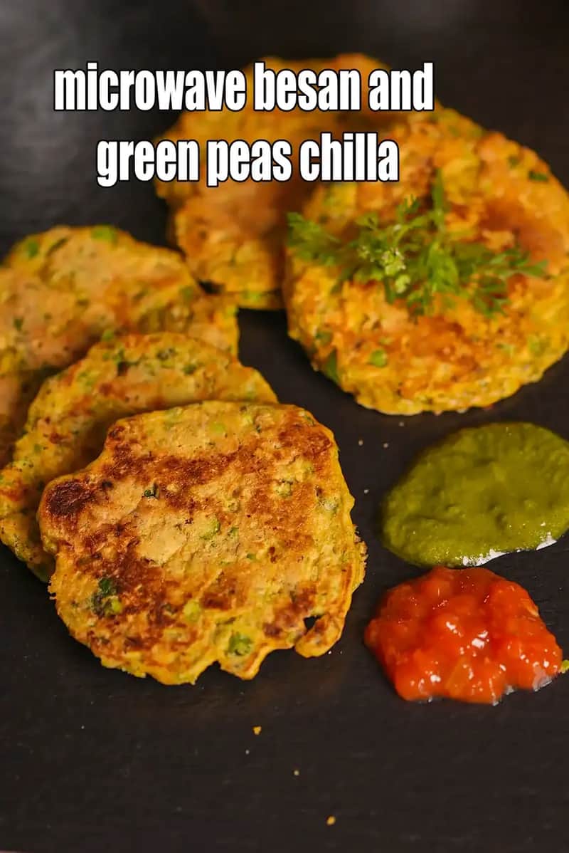 Microwave Besan And Green Peas Chilla Recipe