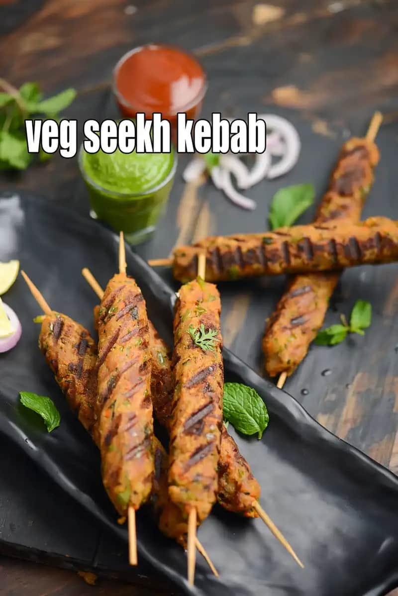Veg Seekh Kabab Recipe (Indian Seekh Kabab Without Tandoor)