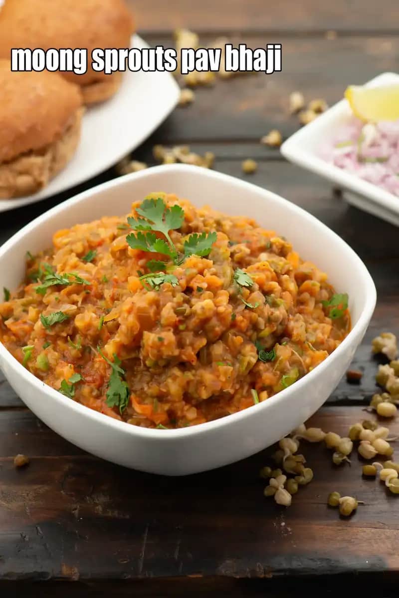Moong Sprouts Pav Bhaji Recipe (Sprouts Ki Pav Bhaji)
