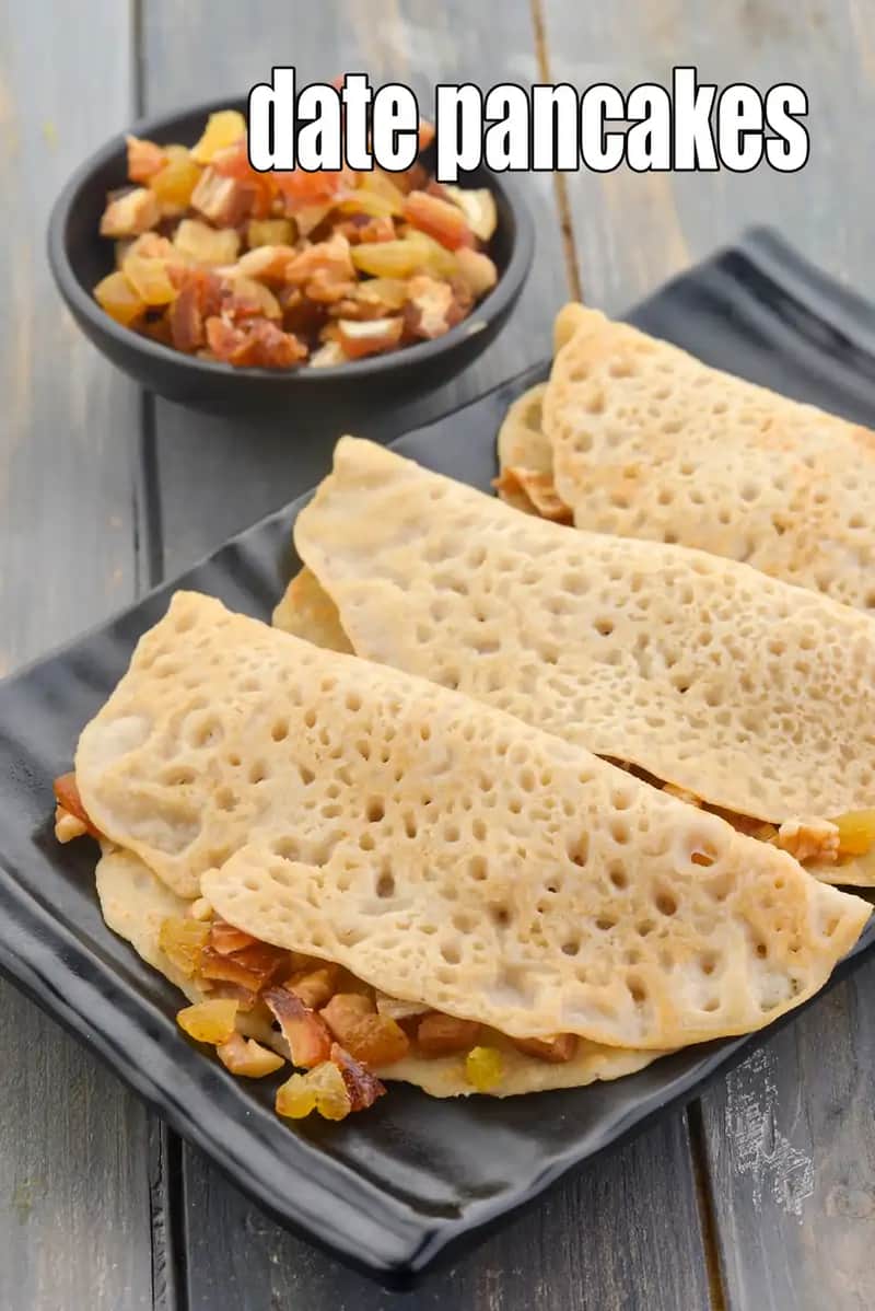 Date Pancakes Recipe (Eggless Date Pancakes)