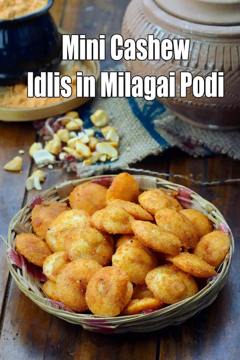 Mini Cashew Idlis In Milagai Podi Recipe