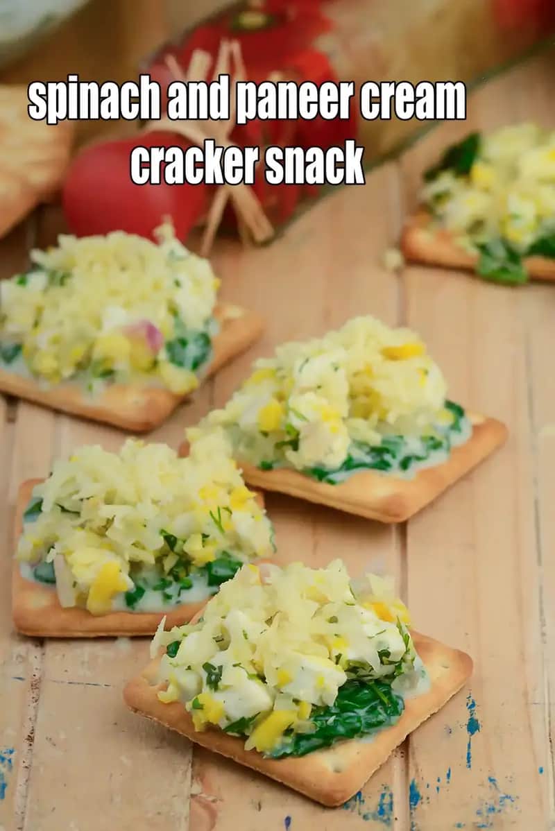 Spinach And Paneer Cream Cracker Snack Recipe