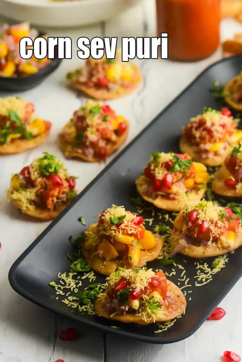Corn Sev Puri Recipe (Sweet Corn Sev Puri)