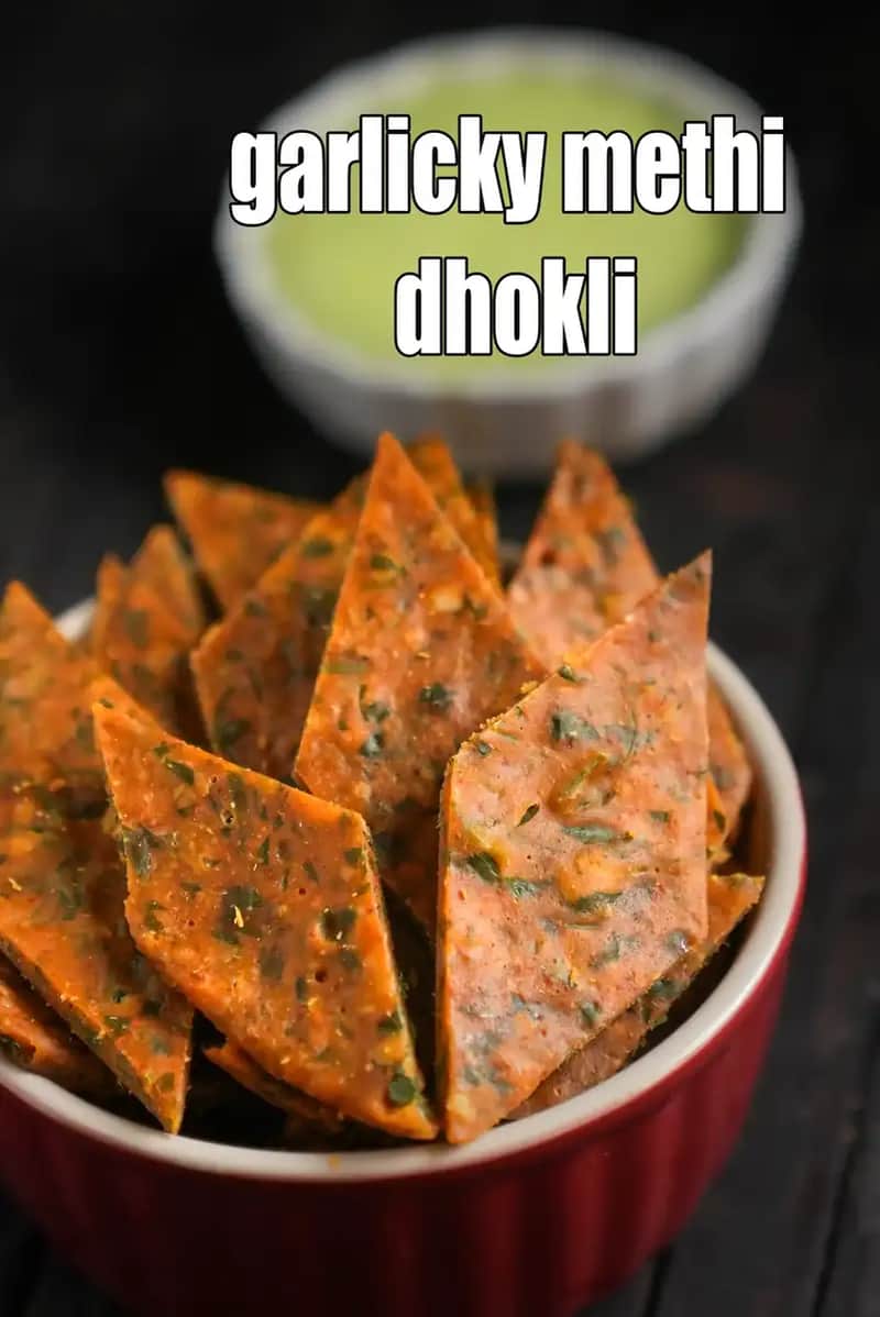 Garlicky Methi Dhokli Recipe (Methi Dhokla)