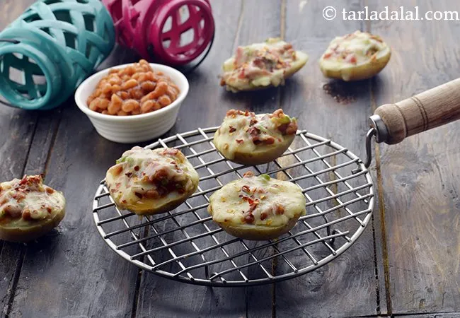 Baked Jacket Potatoes with Baked Beans and Cheese