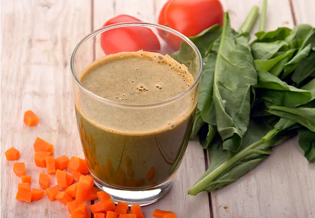 Calci Mix in A Glass, Calcium Rich Carrot Spinach and Tomato Juice