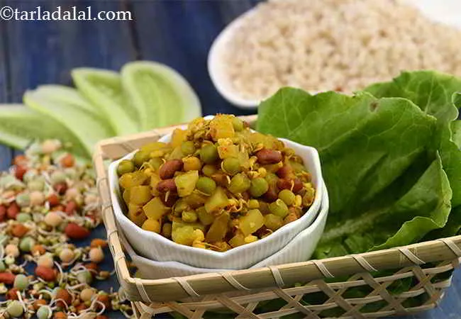 कुकुम्बर एण्ड मिक्स्ड स्प्राउट्स सब्ज़ी