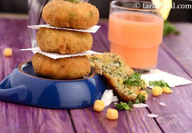 Garlicky Chick Pea, Potato and Soya Tikki