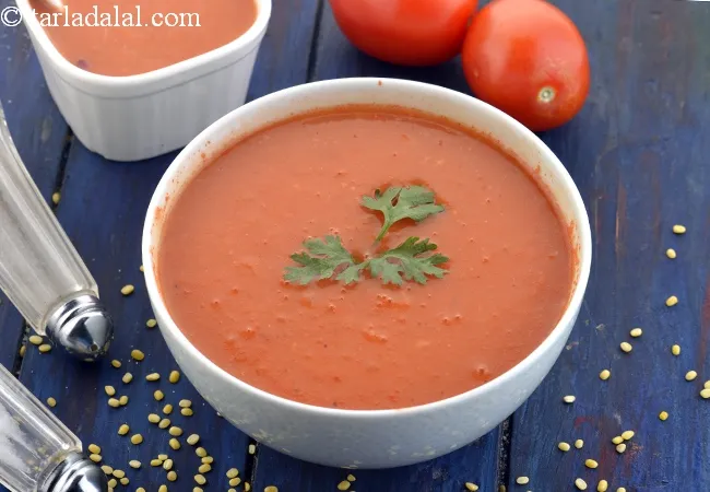 Indian tomato soup recipe | healthy tomato soup | veg tomato soup without maida |