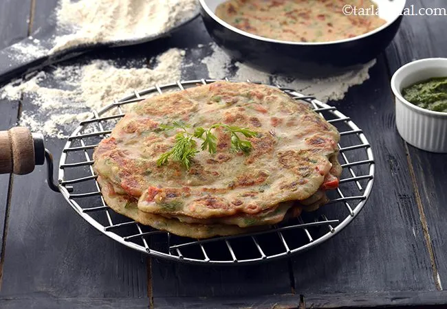Instant Whole Wheat Vegetable Dosa, Atte ka Chila