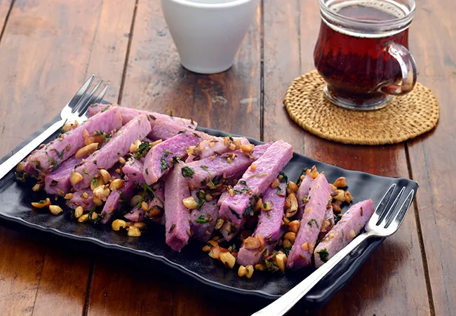 Kand Stir Fry, Purple Yam Stir Fry