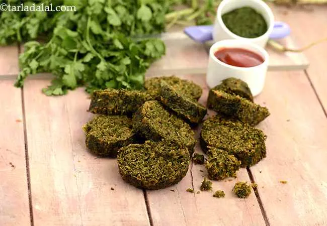  कोथिंबीर वडी - Kothimbir Vadi, Zero Oil Maharashtrian Kothimbir Vadi Recipe 