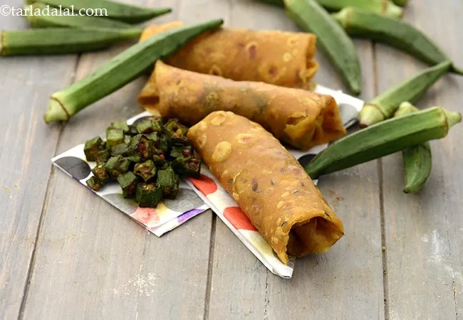  Masala Bhindi Wrap with Curd Dip ( Tiffin Treats)