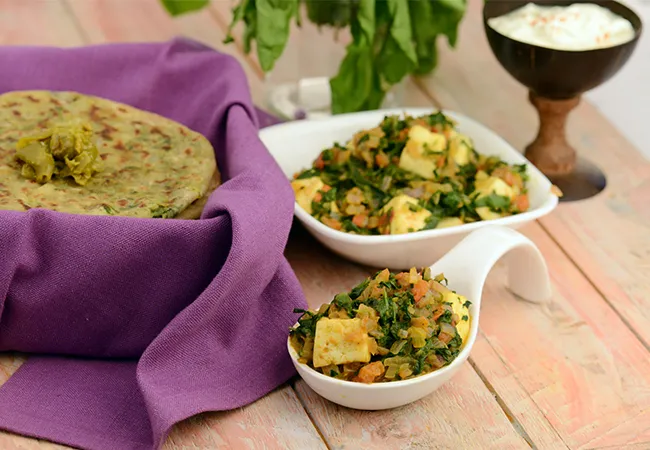  Paneer Methi Palak, Healthy Subzi