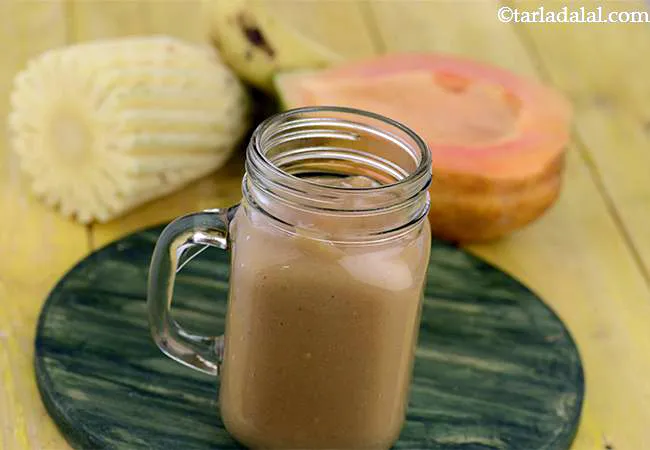  पपाया, पाईनएपप्ल एण्ड बनाना ड्रिंक - Papaya Pineapple and Banana Drink 