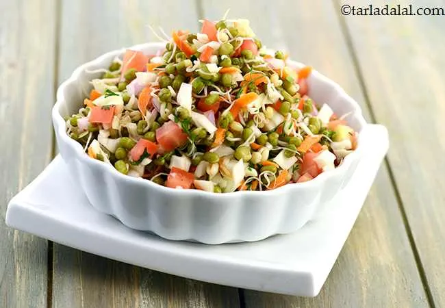 sprouted moong salad recipe | moong salad | healthy moong salad | moong veg salad