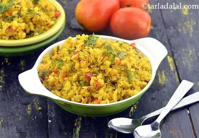  टमाटर पोहा रेसिपी | ब्रेकफास्ट के लिए टमाटर पोहा | ठककली अवल - Tomato Poha, Thakkali Aval 