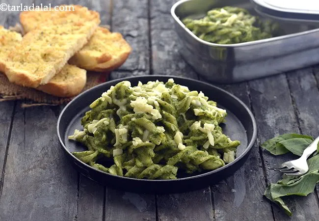 Vegetarian Creamy Pesto Pasta, Indian Style