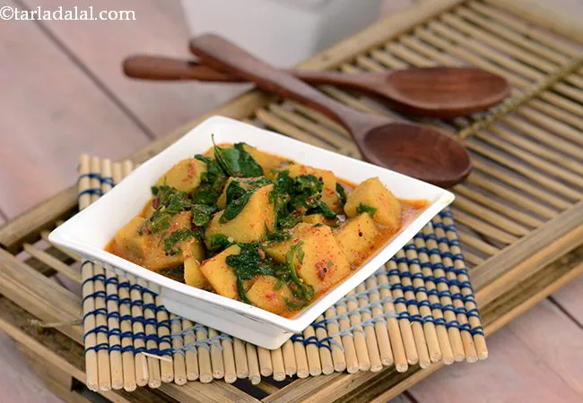 Yam and Spinach Pulusu