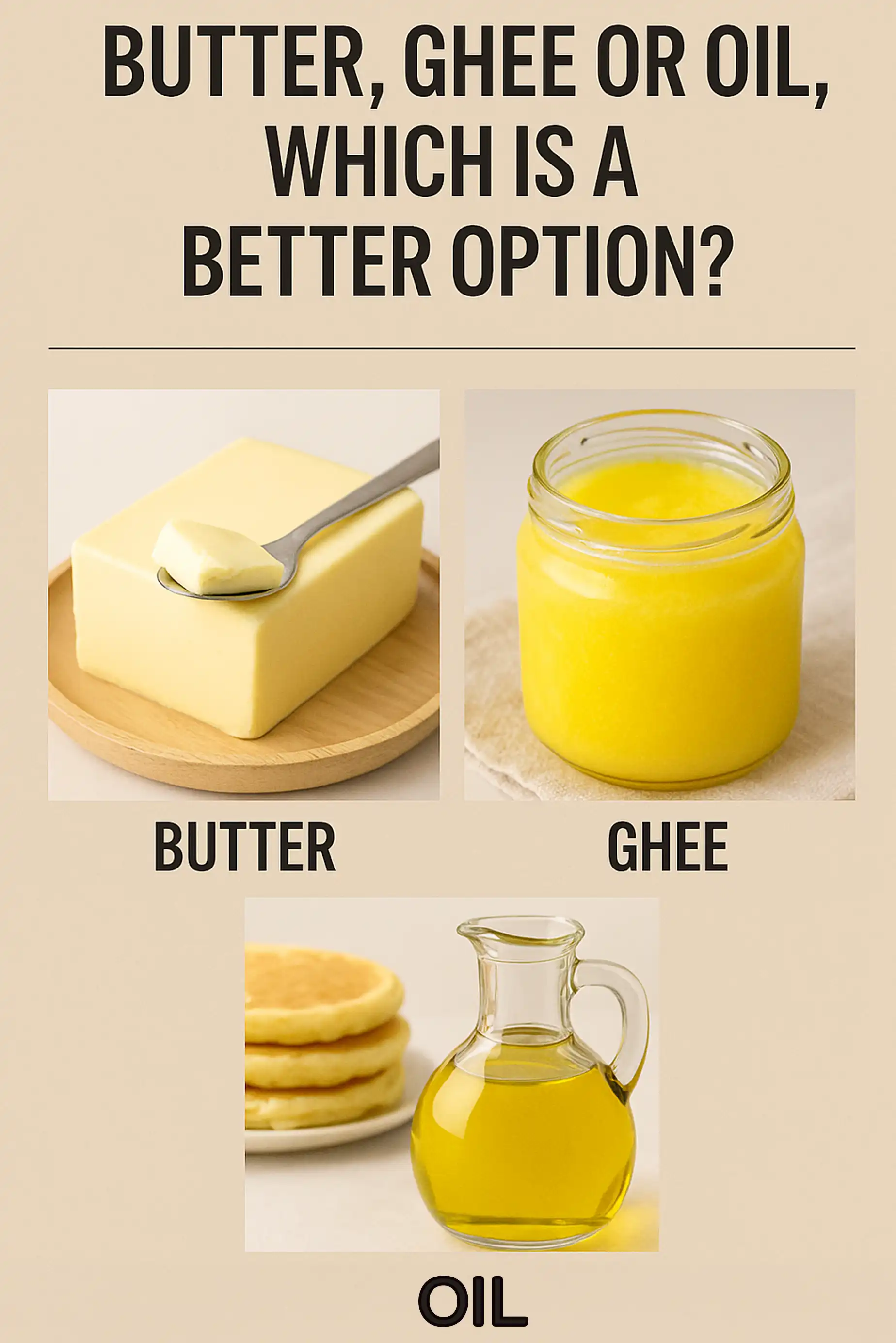 Butter, Ghee or Oil, which is a better option?