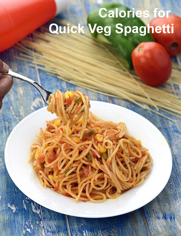 Calories in Quick Veg Spaghetti, Indian Style Tomato Spaghetti
