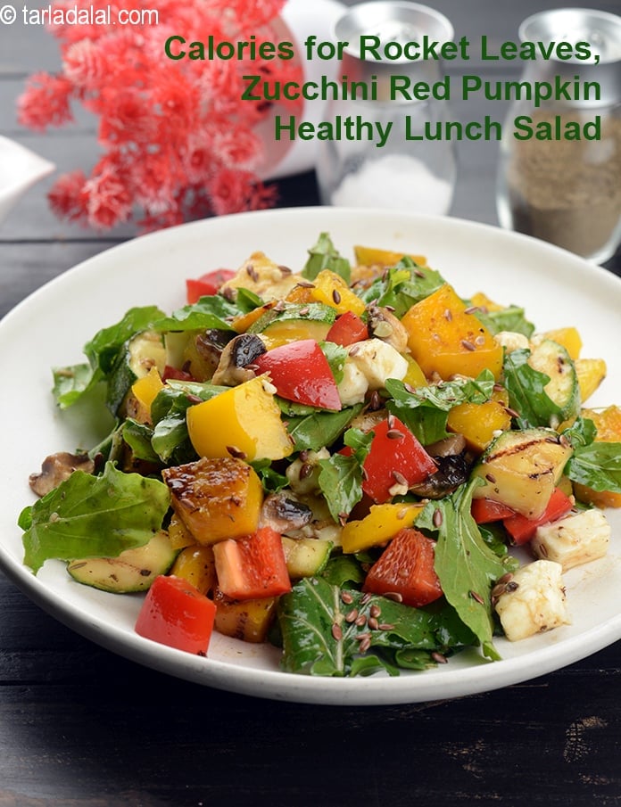 Calories in Rocket Leaves, Zucchini Red Pumpkin Healthy Lunch Salad