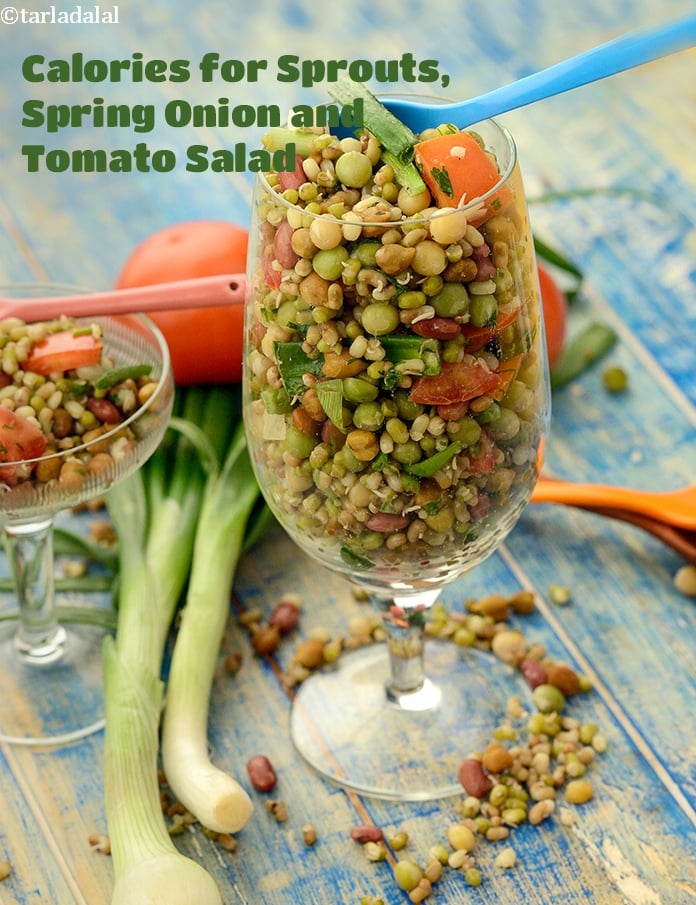 Calories in Sprouts, Spring Onion and Tomato Salad