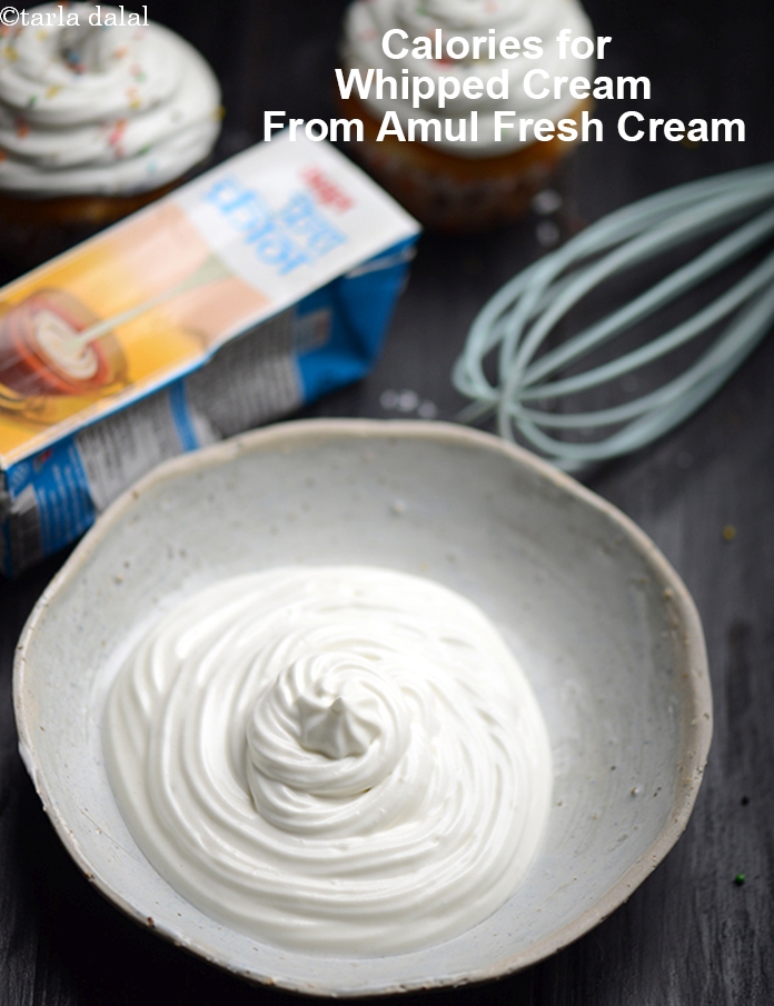 Calories in Whipped Cream From Amul Fresh Cream, Using 25 Percent Milk Fat Cream