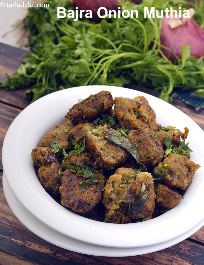 Bajra Onion Muthia, Bajra Onion Kadhai Muthia