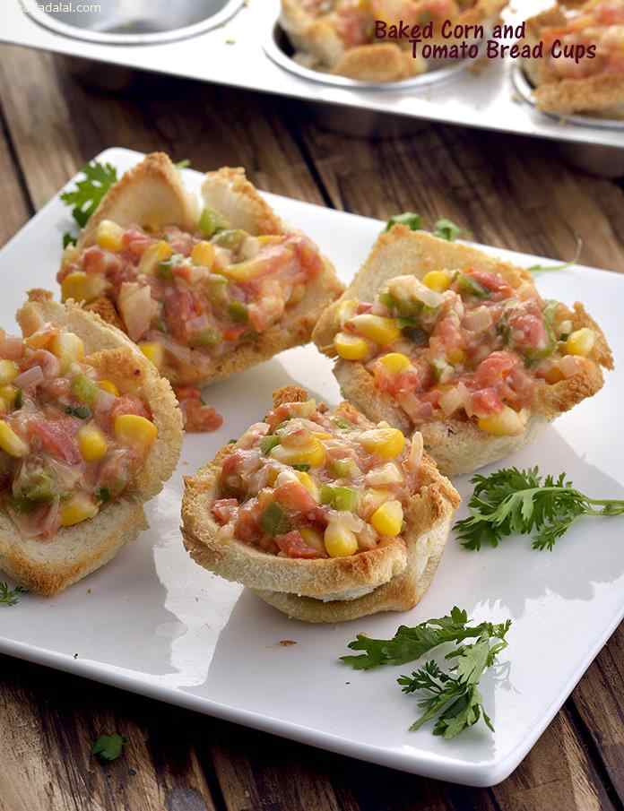 Baked Corn and Tomato Bread Cups
