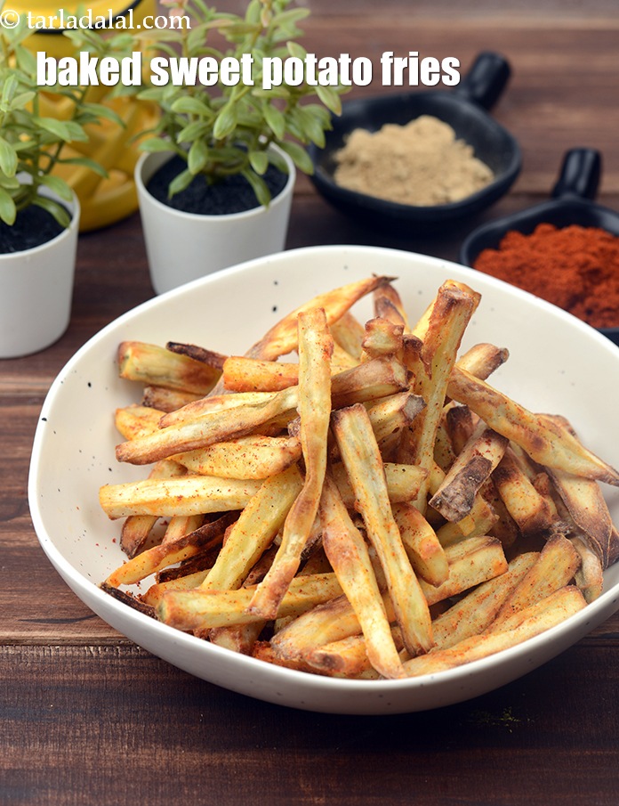 Baked Sweet Potato Fries, Indian Shakarkand Finger Chips