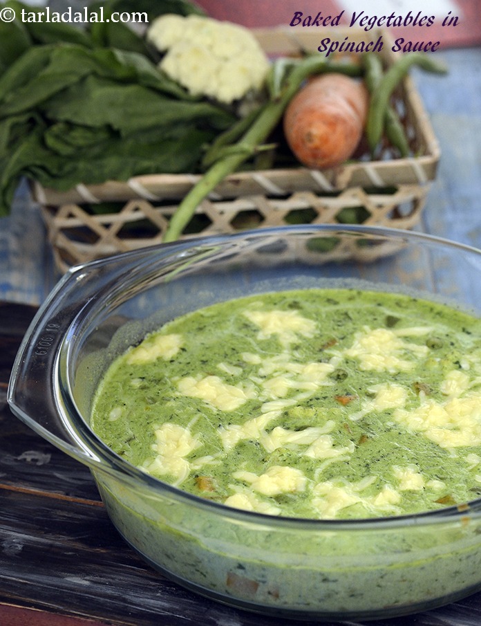 Baked Vegetables in Spinach Sauce