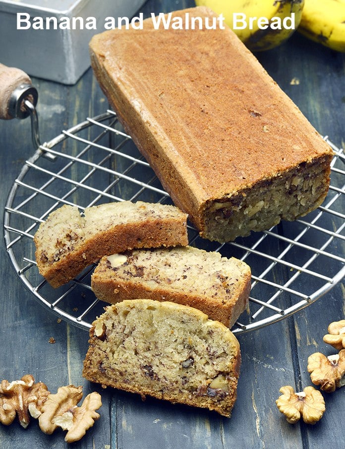 Calories in Banana and Walnut Bread, Eggless Banana and Walnut Bread