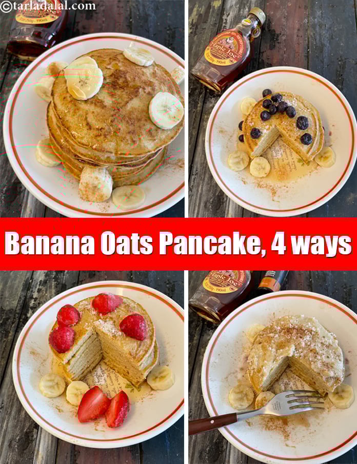 Calories in Banana Oats Pancake, Eggless Indian Healthy Pancakes