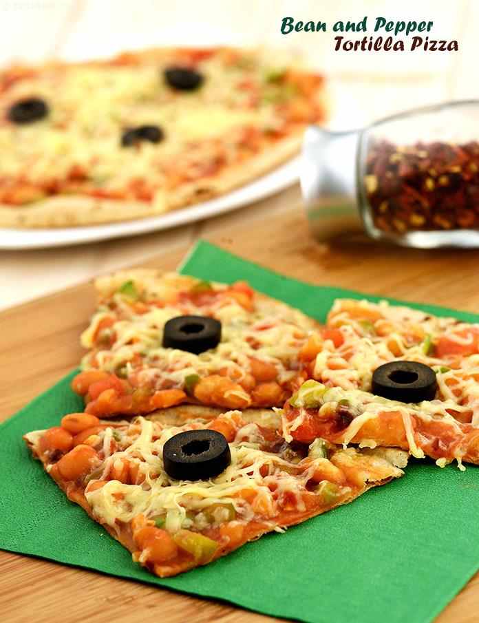 Calories in Bean and Pepper Tortilla Pizza