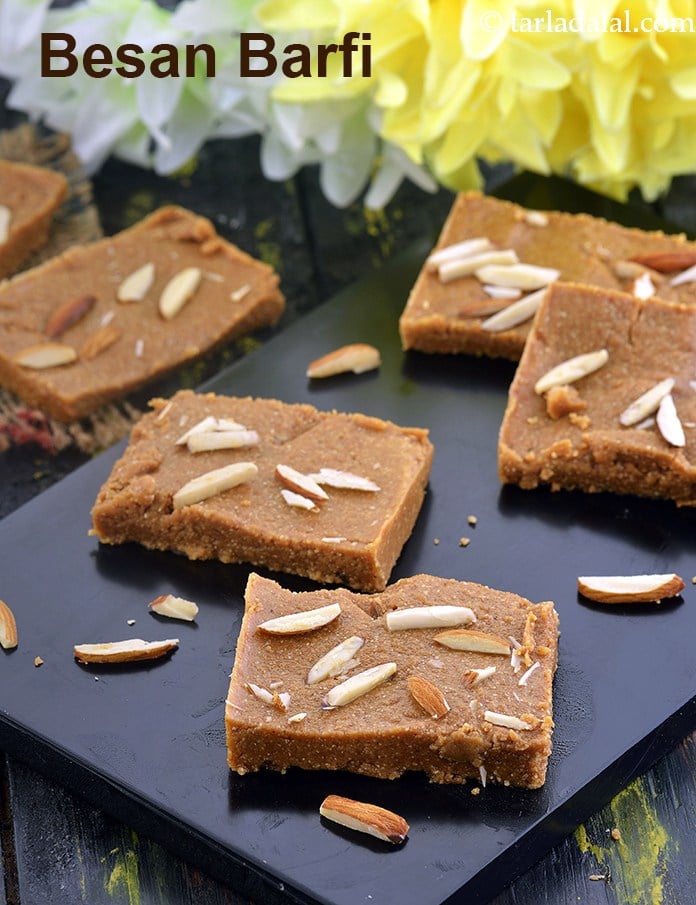 Calories in Besan Barfi, Quick Besan Barfi with Ghee