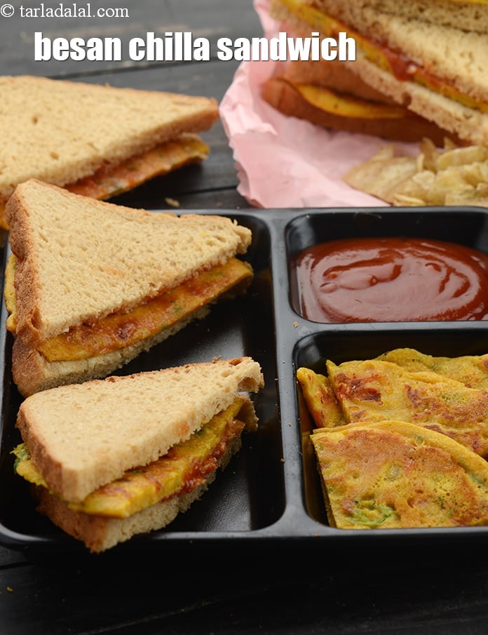 Calories in Besan Chilla Sandwich, Bread Chilla Sandwich