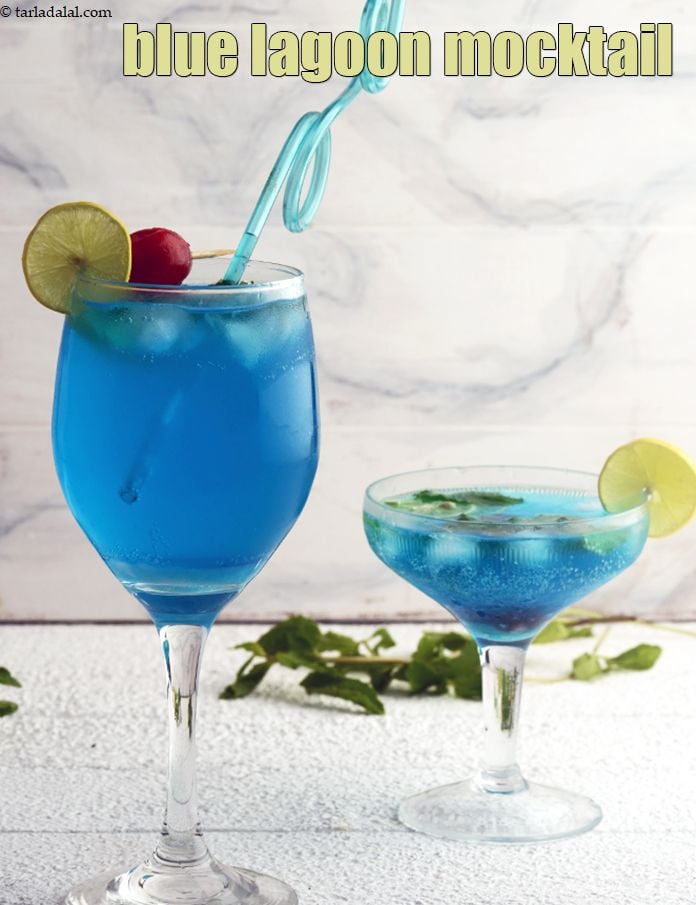 Calories in Blue Lagoon Mocktail, Non Alcoholic Blue Curacao