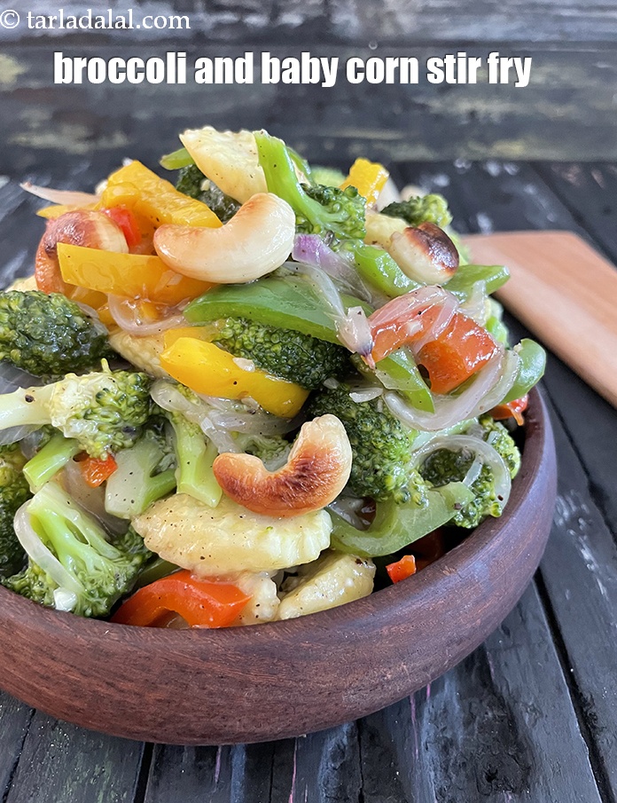 Broccoli and Baby Corn Stir Fry, Chinese Style Broccoli Corn Vegetable