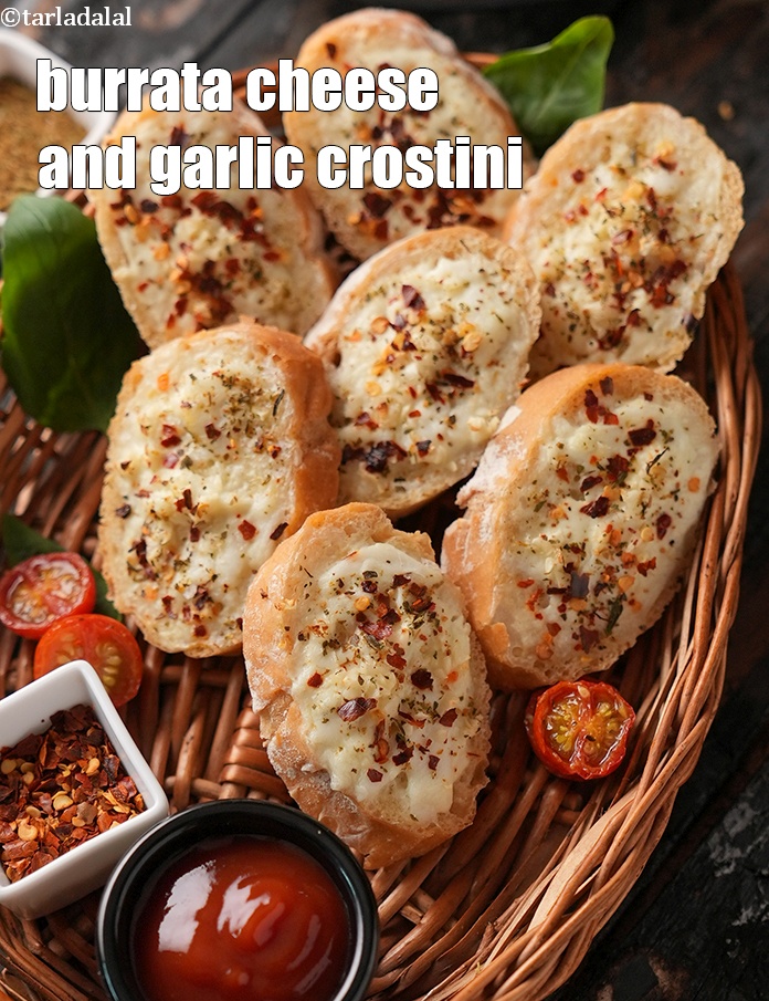 Calories in Burrata Cheese and Garlic Crostini