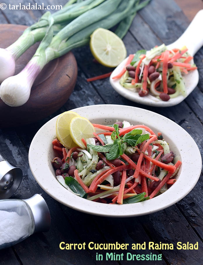 Carrot Cucumber and Rajma Salad in Mint Dressing