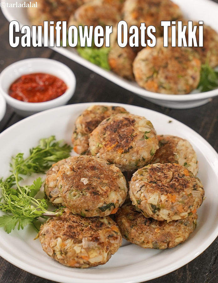 Calories in Cauliflower Oats Tikki, Healthy Mixed Vegetable Tikki