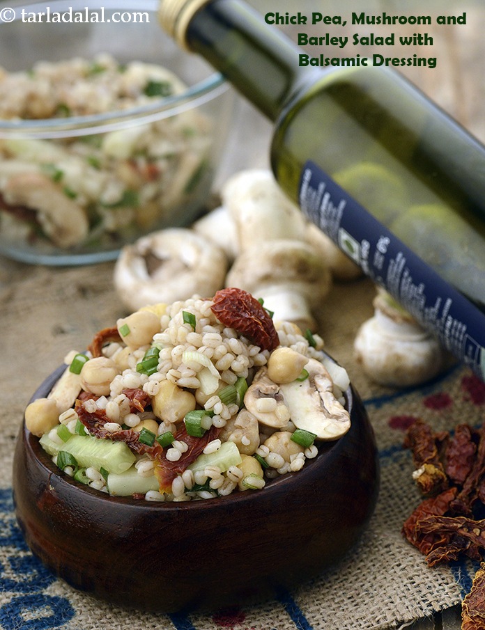 Chick Pea, Mushroom and Barley Salad with Balsamic Dressing