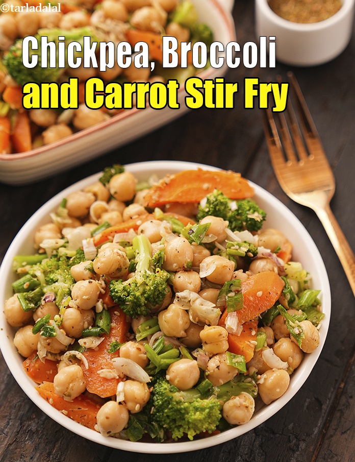 Chickpea, Broccoli and Carrot Stir Fry, Protein Rich Recipe