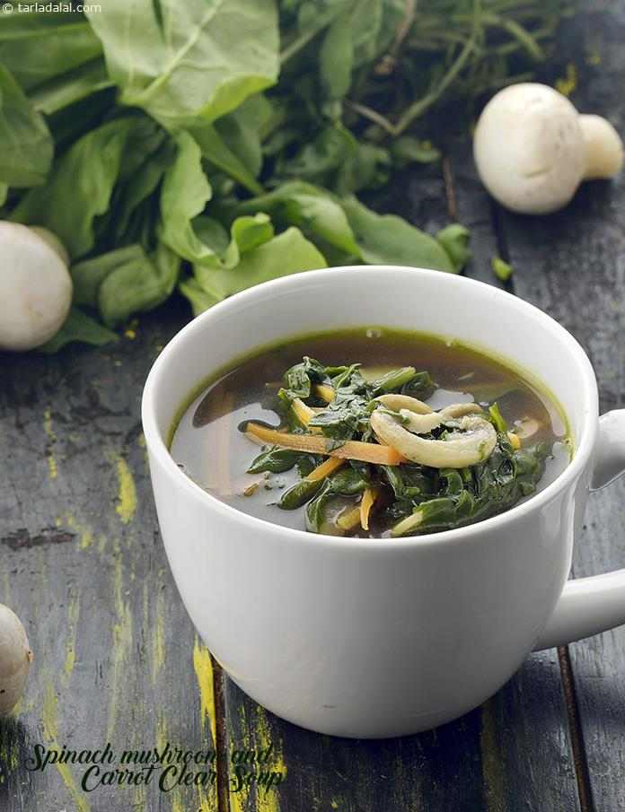 Calories in Spinach, Mushroom and Carrot Clear Soup