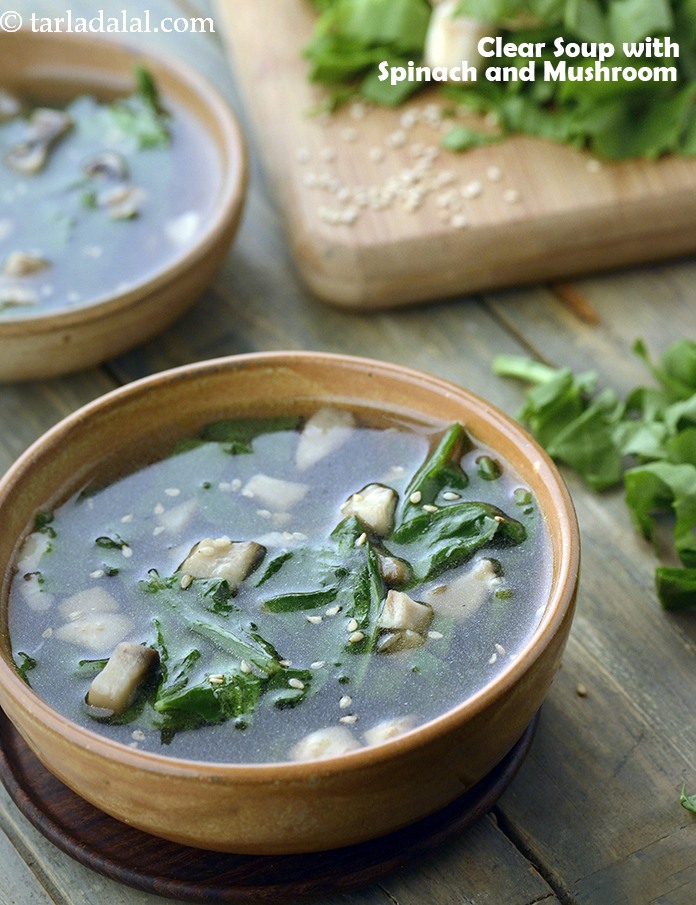 Calories in Clear Soup with Spinach and Mushrooms