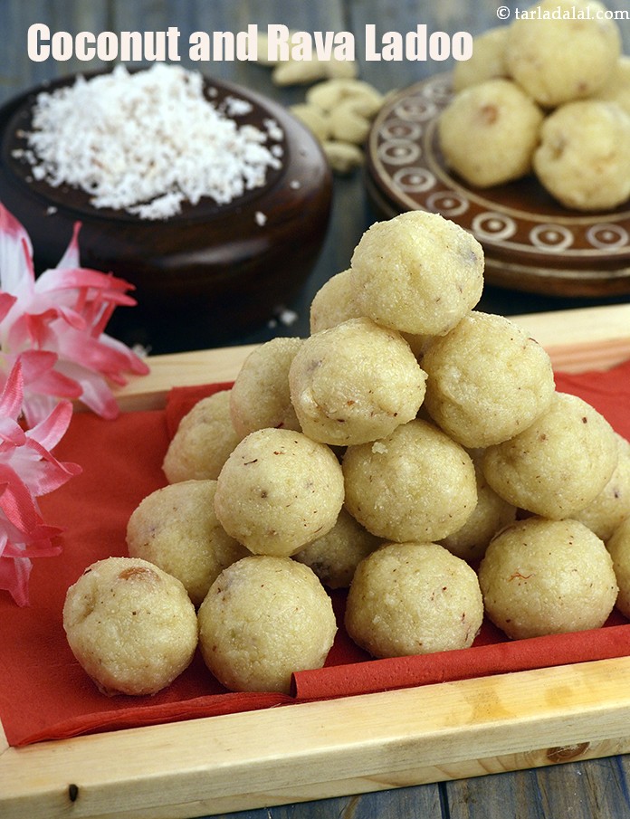 Coconut and Rava Ladoo  ( Laddu)