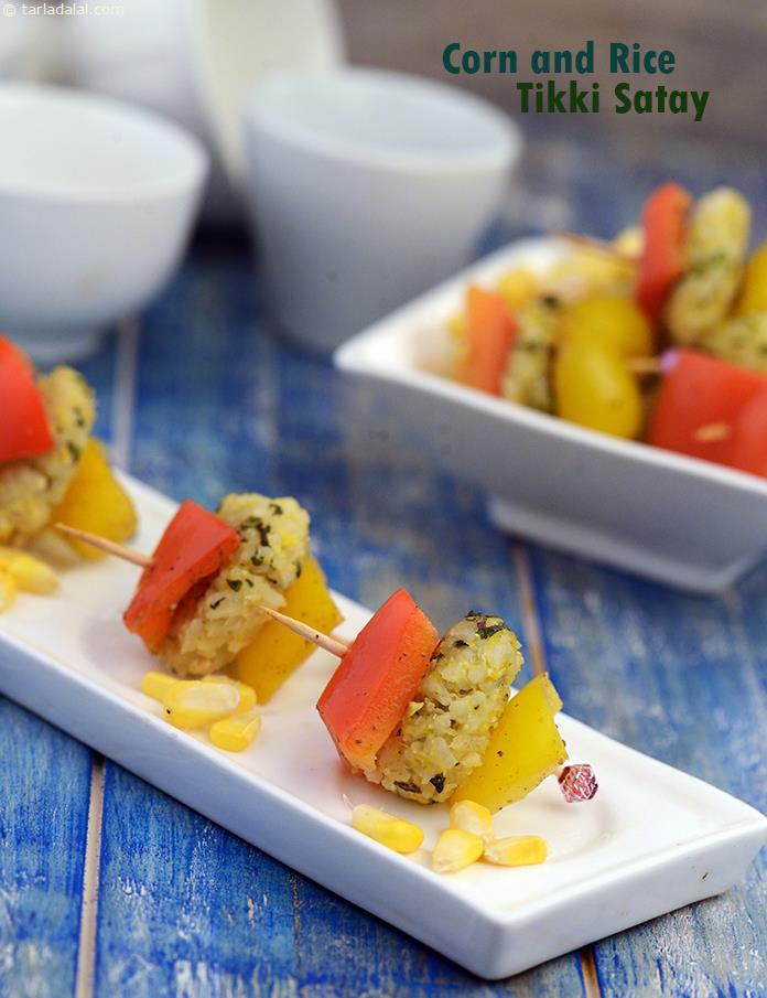 Corn and Rice Tikki Satay