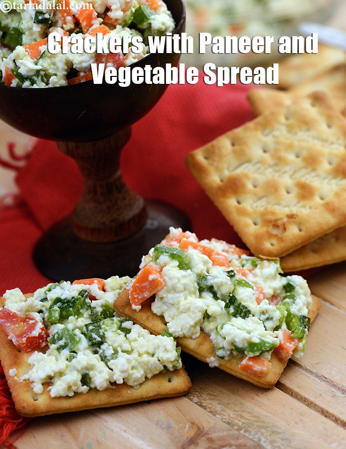 Calories in Crackers with Paneer and Veggie Spread